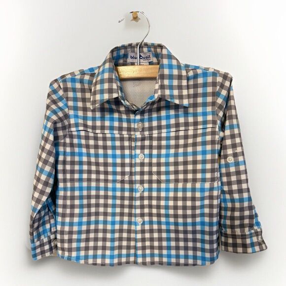 Blue Quail Other - BLUE QUAIL 18 M Blue Gray Plaid Ranch Fishing Hunting Performance Shirt UPF50